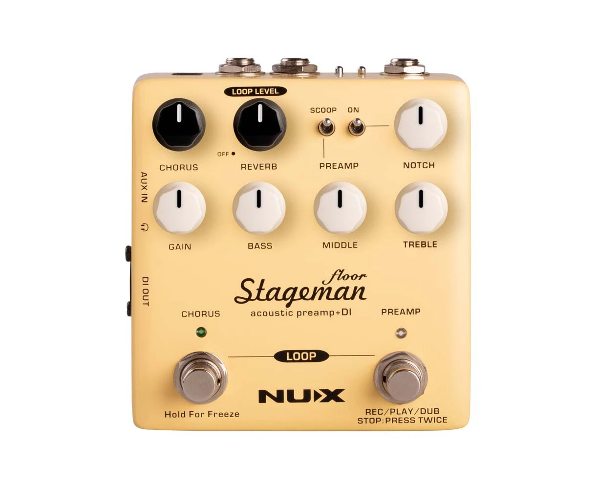 NUX Verdugo Series Stageman Floor Acoustic Preamp and DI Chorus Loop Insert Aux