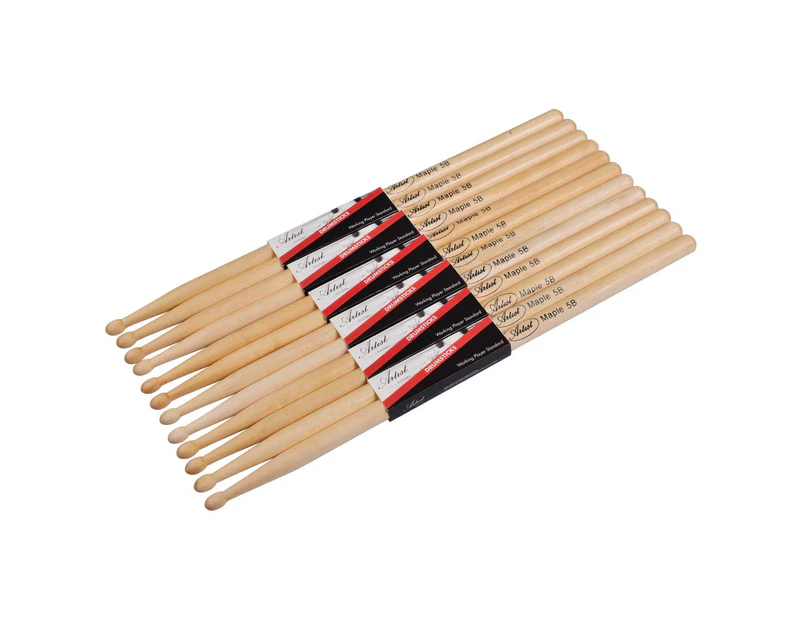 Artist DSM5B Maple Drumsticks with Wooden Tips 6 Pairs