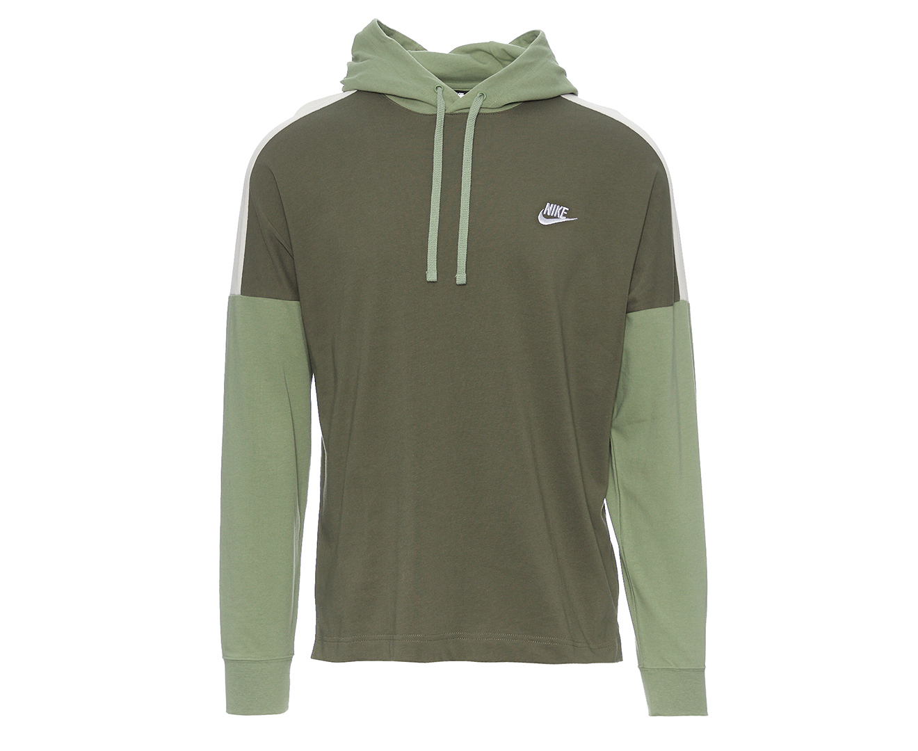 Nike Sportswear Men's Jersey Colour Block Pullover Hoodie - Olive Oil ...