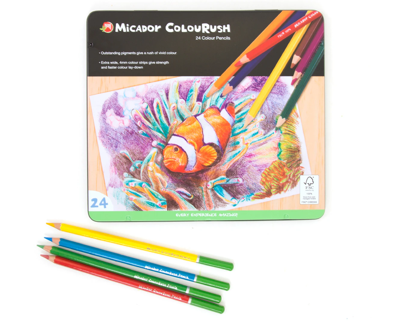 Micador 24-Piece ColouRush Colour Pencils Tin