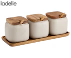 Ladelle 6-Piece Essentials Porcelain Canister & Spoon Counter Set - Stone
