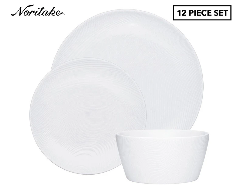 Noritake 12-Piece WoW Dune Porcelain Dinner Set - White