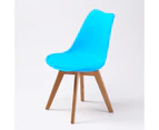 La Bella 4 Set Retro Dining Cafe Chair Padded Seat - Blue