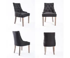 La Bella French Provincial Dining Chair Amour Oak Fabric Studs Retro - Black