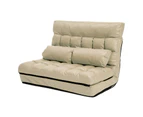 La Bella Double Seat Couch Bed 2 Seater Folding Sofa Chair Gemini Recliner Futon Leather - Beige