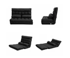 La Bella Double Seat Couch Bed 2 Seater Folding Sofa Chair Gemini Recliner Futon Leather - Black
