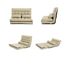 Leather Lounge Sofa Double Bed Gemini Beige