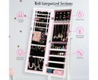 La Bella Mirror Jewellery Cabinet Storage Organiser LUVO 146cm - White