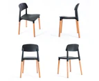 La Bella 4 Set Retro Stackable Dining Cafe Chair Belloch Wood Leg Kitchen - Black