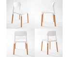 La Bella 4 Set Retro Stackable Dining Cafe Chair Belloch Wood Leg Kitchen - White