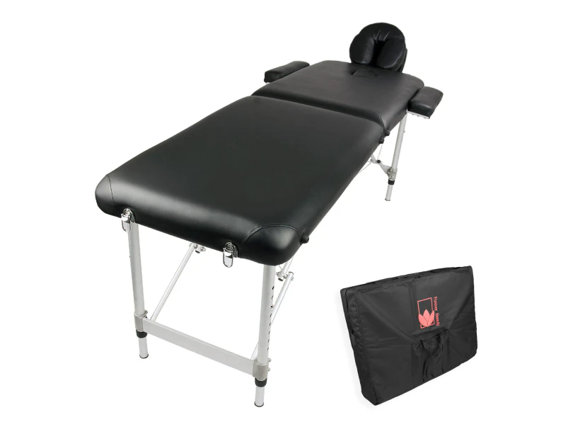 Forever Beauty Portable Beauty Massage Table Bed 2 Fold 55cm Aluminium - Black