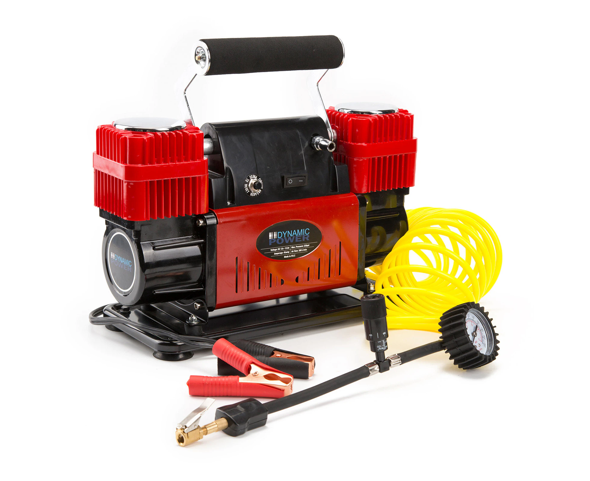 Dynamic Power Red Portable Car Tyre Air Compressor Deflator Inflator 300L/MIN 12V