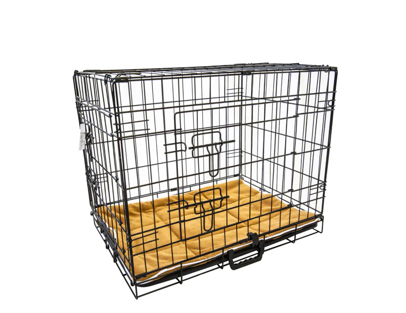 Paw Mate Wire Dog Cage Foldable Crate Kennel 48in with Tray + Cushion Mat Combo