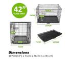 Paw Mate Wire Dog Cage Crate 42in with Tray + Cushion Mat + Blue Cover Combo