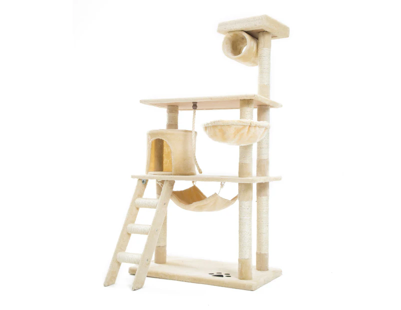 Paw Mate 140cm Beige Cat Tree Maple Multi Level Scratcher