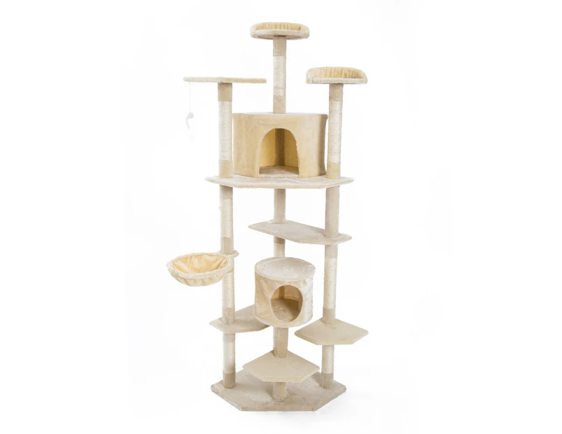 Paw Mate 201cm Beige Cat Tree Parala Multi Level Scratcher