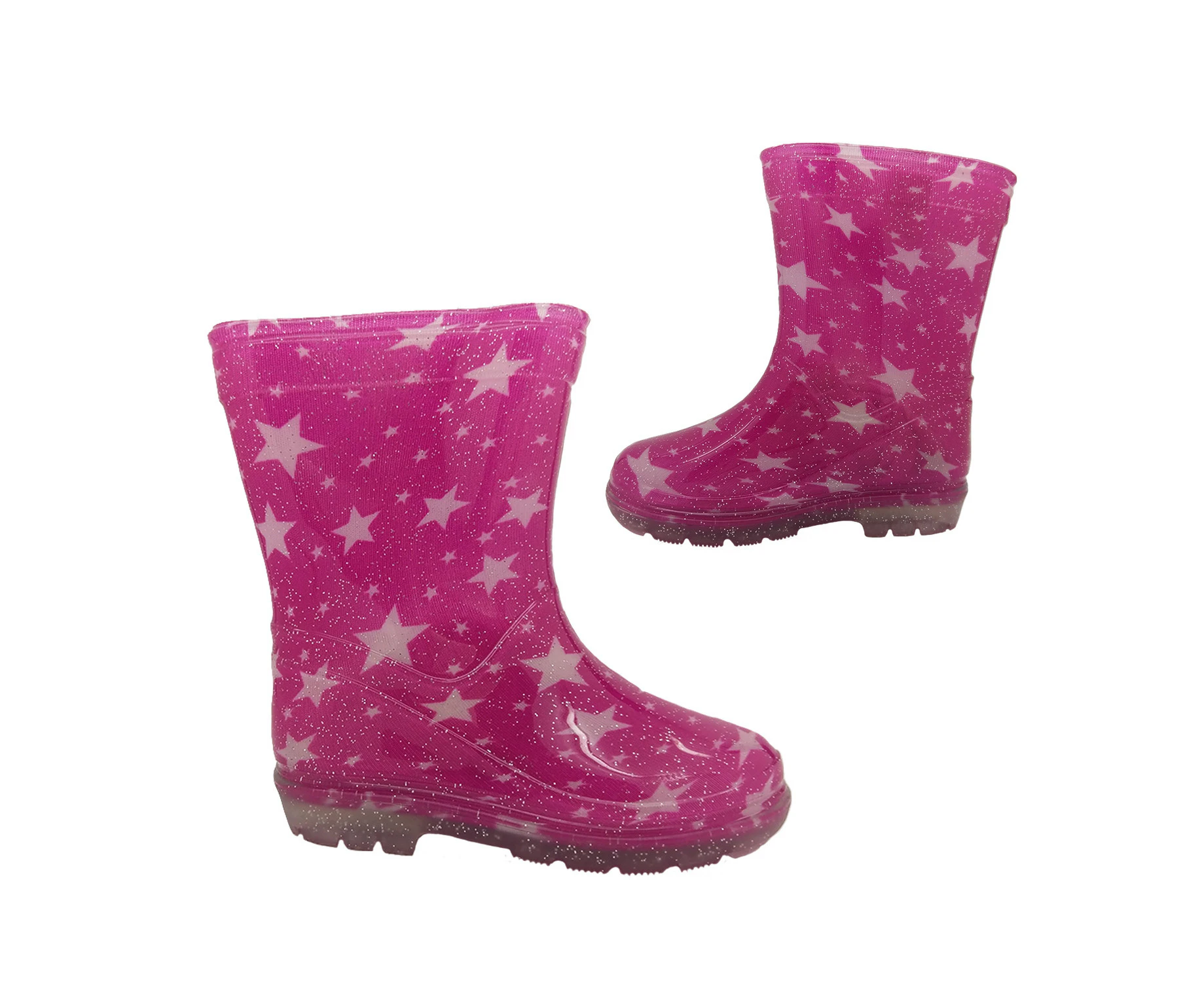 Aussie Gumboot Splash Kids Gumboots Pull On Cute Mid Length Pink Sparkle Boot