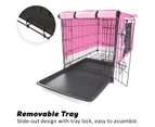 Paw Mate Wire Dog Cage Crate 36in with Tray + Cushion Mat + Pink Cover Combo