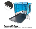 Paw Mate Wire Dog Cage Crate 42in with Tray + Cushion Mat + Blue Cover Combo