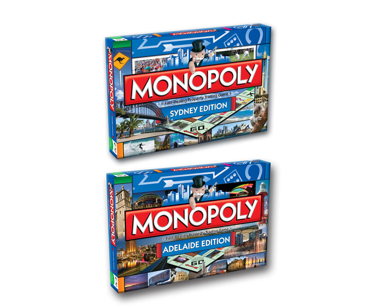 2PK Monopoly Kids/Family Board Game 8y+ Australian Adelaide & Sydney Edition