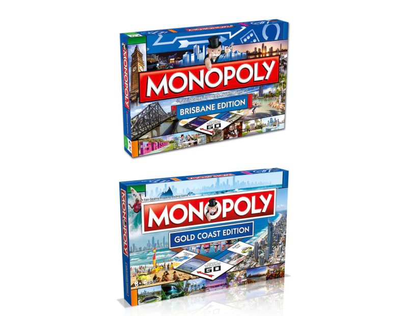 2x Monopoly Kids/Family Board Game 8y+ Australian Brisbane & Gold Coast Edition