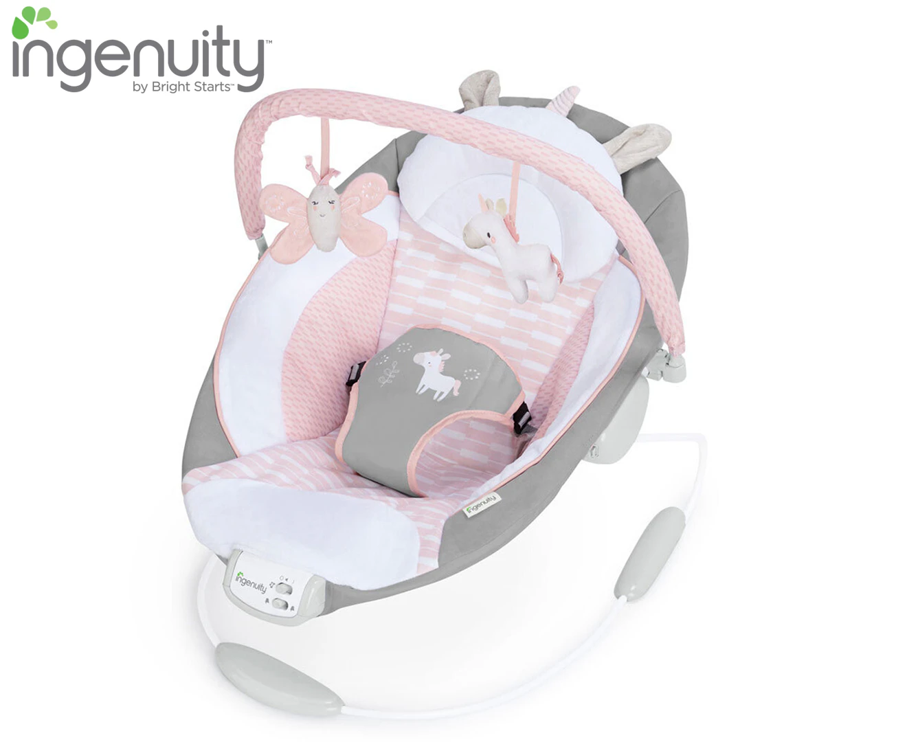 Ingenuity Baby/Infant/Newborn Bouncer/Rocker Chair/Seat 0m+ w/ Toys Audrey Pink