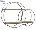Willow & Silk 84cm Elementals Round Floating Wall Shelves - Natural/Distressed Black