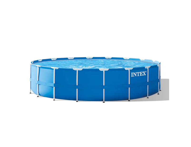 Intex Metal Frame Above Ground 18ftx48" Round Swimming Pool Filter/Ladder/Cover