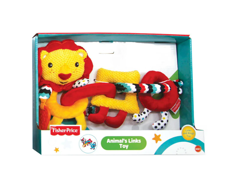 Fisher Price Lion Animal Rings Educational/Interactive Teether Toy Baby 6m+