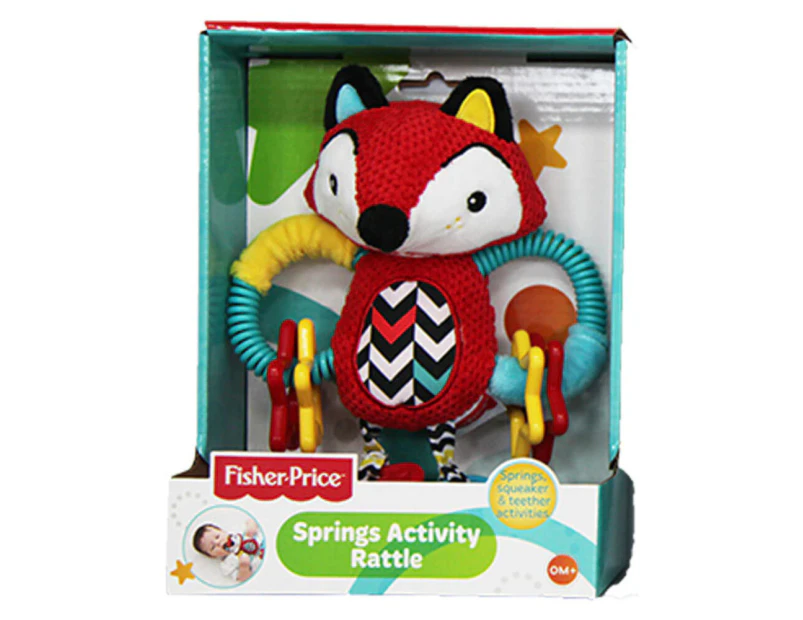 Fisher Price Baby Fox Spring Activity Rattle Educational Teether Toy 0m+