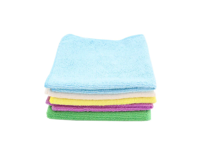 5PK White Glove 30x30cm Cleaning Microfibre Cloth Assorted Colour Towel Wash
