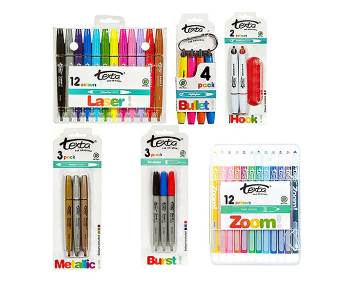 Texta Kids Craft Showbag w/Crayons/Metallic Markers/Fine Line Pens/Highlighters