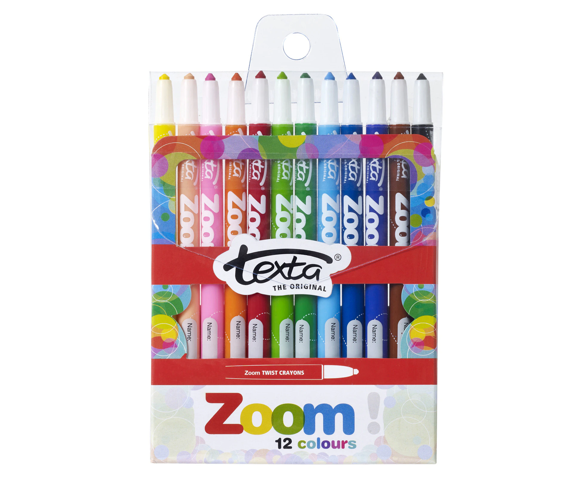 12pc Texta The Original Zoom Non Toxic Twist Crayons Colouring/Drawing Kids