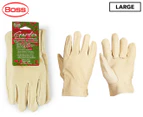 2PK Boss Women's Large Leather Gardening DIY/Multipurpose Gloves W/Shirred Wrist