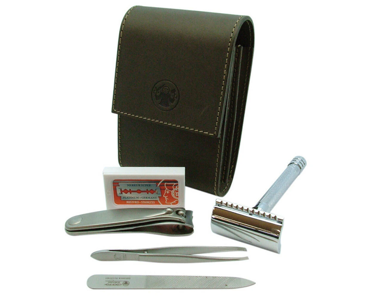 Dovo Solingen Men Travel Shaving/Grooming Razor/Nail Clipper/Tweezer/Case Set