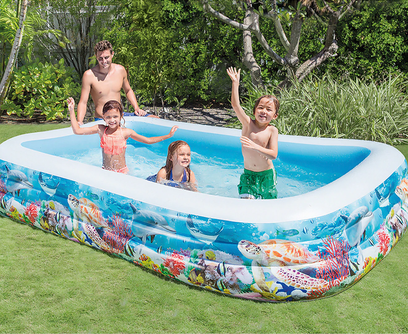 Intex 305cm Outdoor/Patio Inflatable Kids/Family Swim Center Rectangular Pool 6+