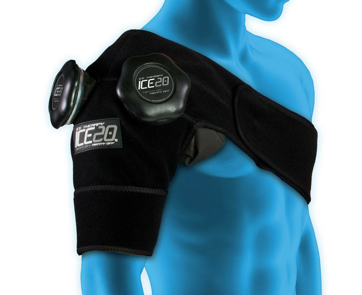 Ice20 Ice Therapy Double Shoulder Cold Compression Wrap  w/ Strap/Bag