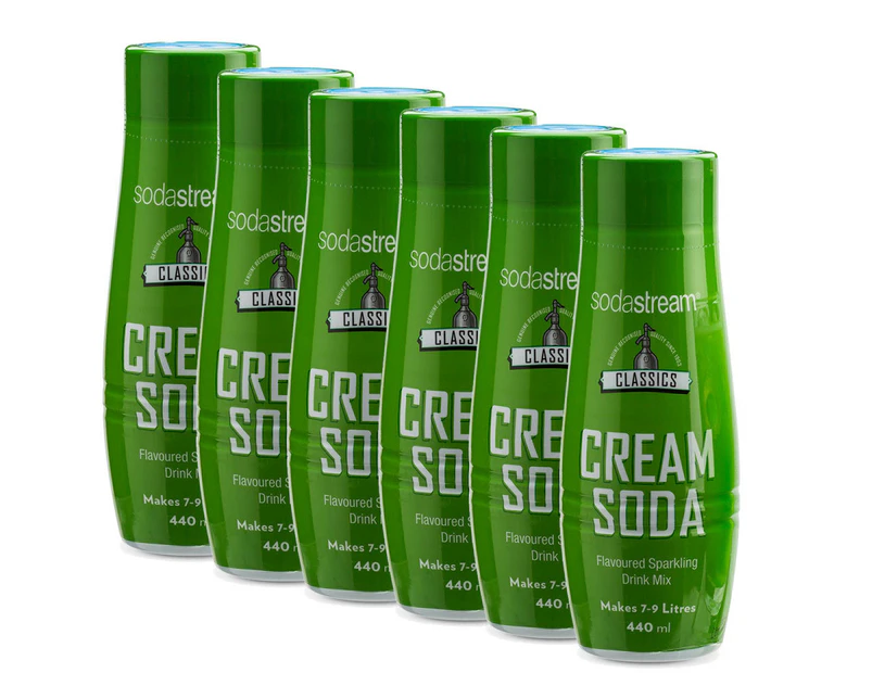 6x SodaStream Classics Cream Soda 440ml/Sparkling Water Syrup Drink Mix/Makes 9L