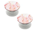 2x PopSockets PopGrip Universal Grip Holder/Mount Rose Marble w/ Base for Phones