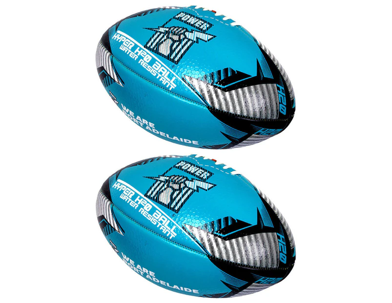 2x   AFL Hyper H20 Port Adelaide Football/Rugby Sports Training Ball