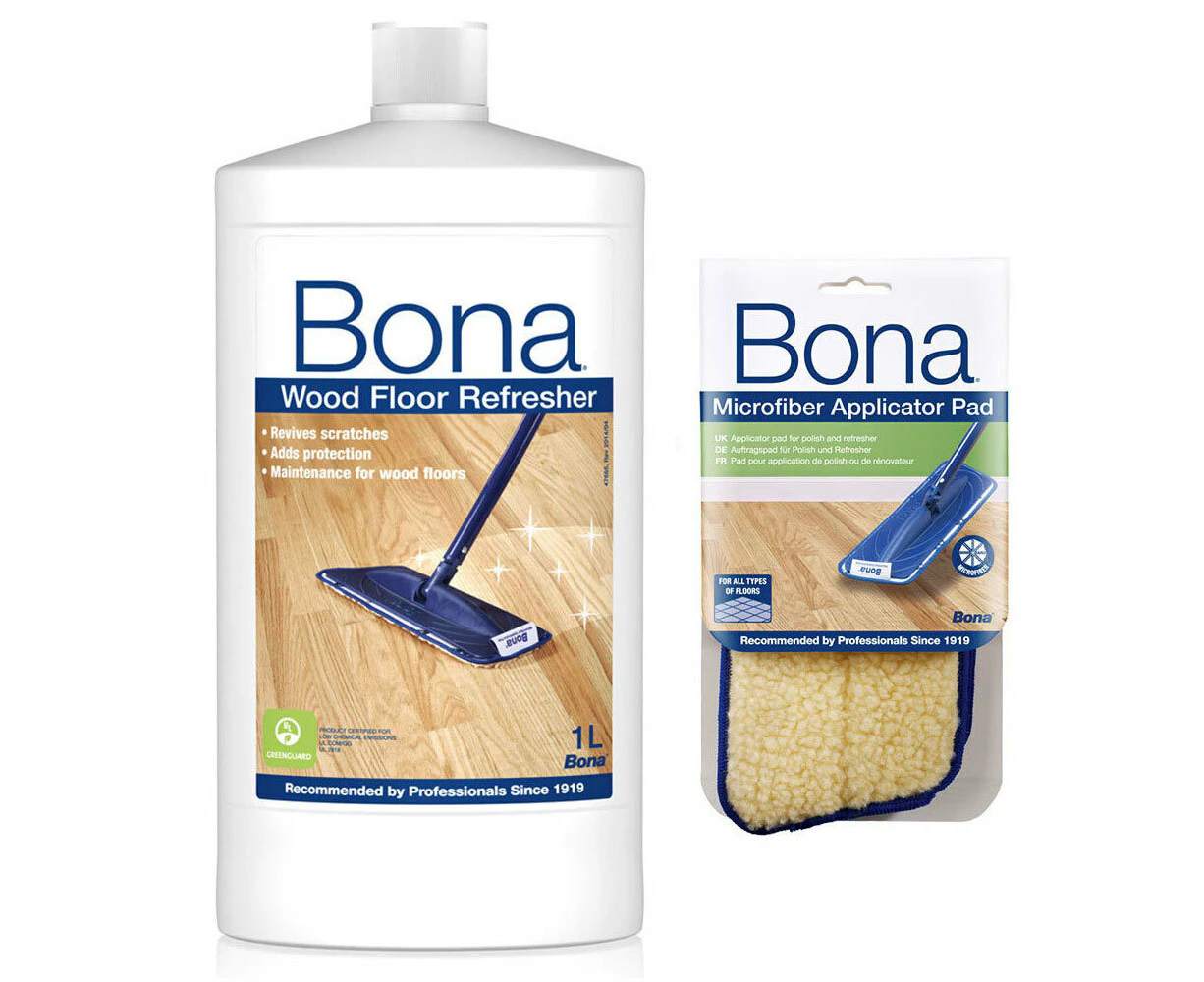 Bona Wood Floor Refresher for Wooden Floors w/ Microfibre Applicator Pad for Mop