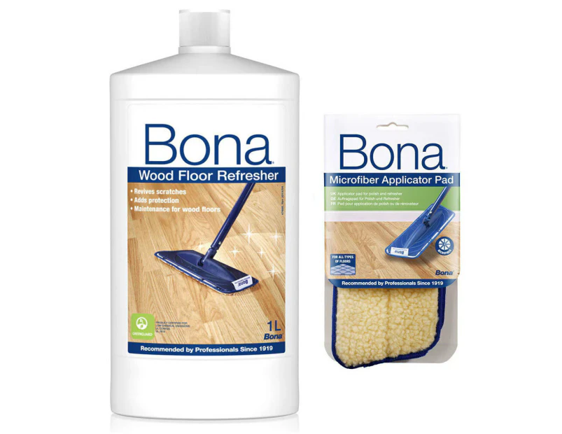 Bona Wood Floor Refresher for Wooden Floors w/ Microfibre Applicator Pad for Mop