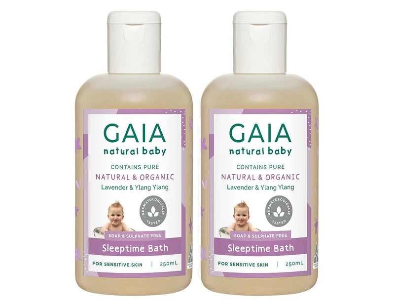Gaia 2x250ml Pure/Organic Sleeptime Bath for Baby/Kids/Toddlers Vegan Friendly