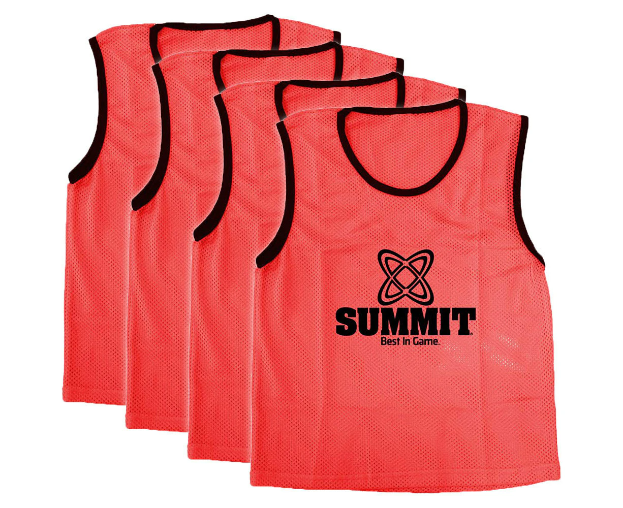 4PK Summit Extra Large Sport/Soccer/Rugby Training Mesh Bibs/T-Shirt Vest Red