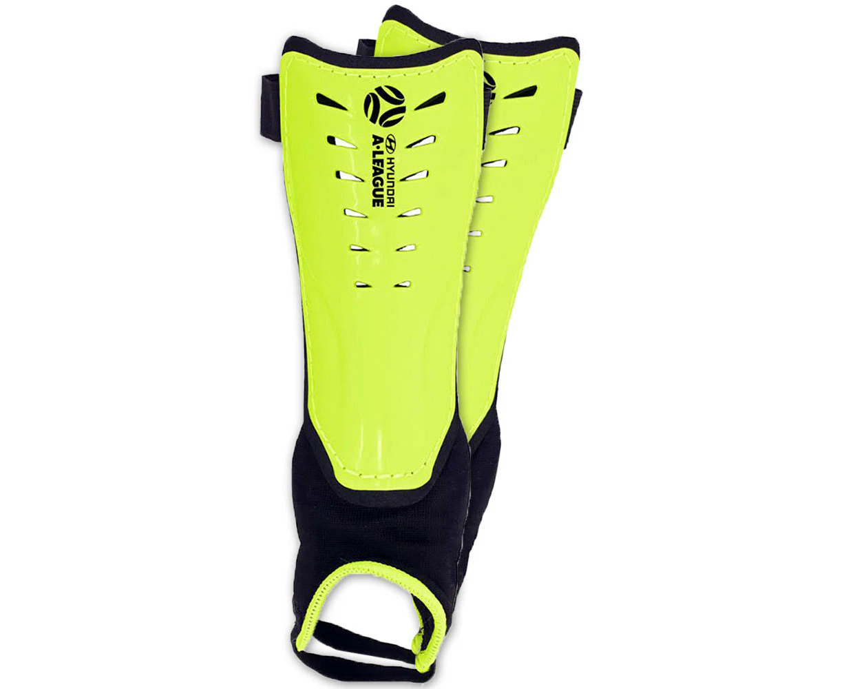 Hyundai A-League Shin Guard/Pads w/ Ankle Sock/Sports/Soccer Large Size/Lime