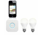 Philips Hue Wi-Fi Starter Kit w/ 2.0 Bridge/2x Warm White E27 LED Light Bulb/App