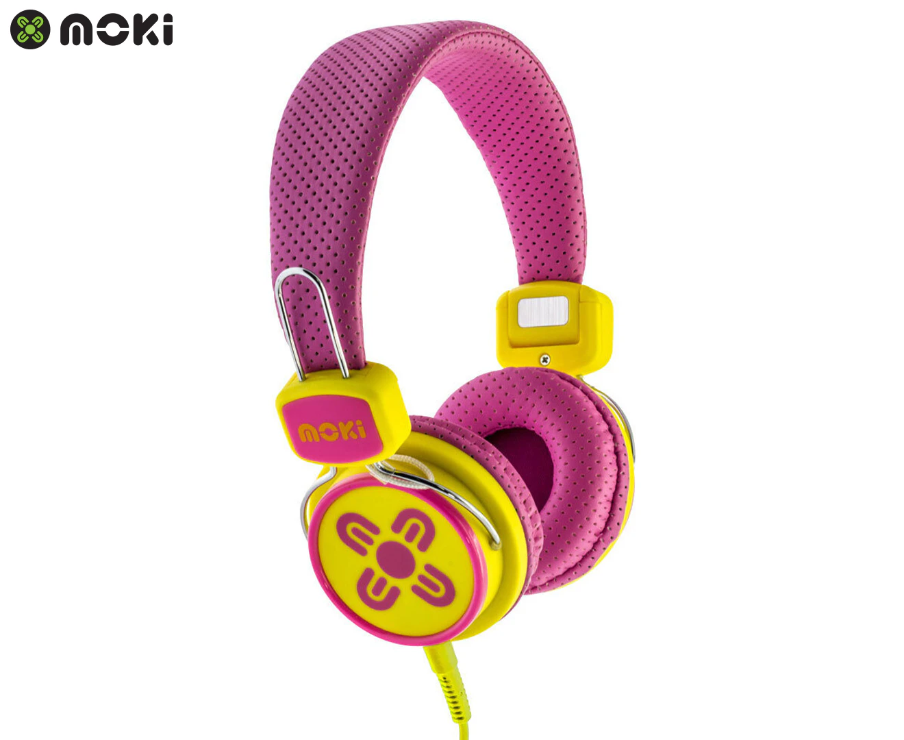 Moki Kid Safe Volume Limited Headphones Over Ear Cup Headband Kids 3y+ Pink/YL