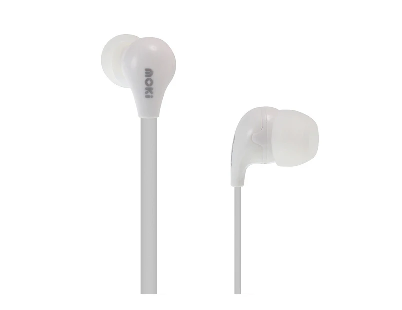Moki 45 Comfort Buds In-Ear Earphones 3.5mm Jack for FM Radio/iPad/Laptop White
