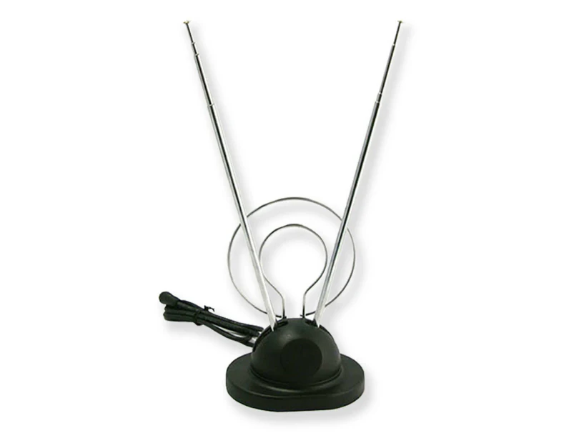 Sansai Indoor TV/Radio Antenna VHF/FM Reception Adjustable Telescopic Rods Black