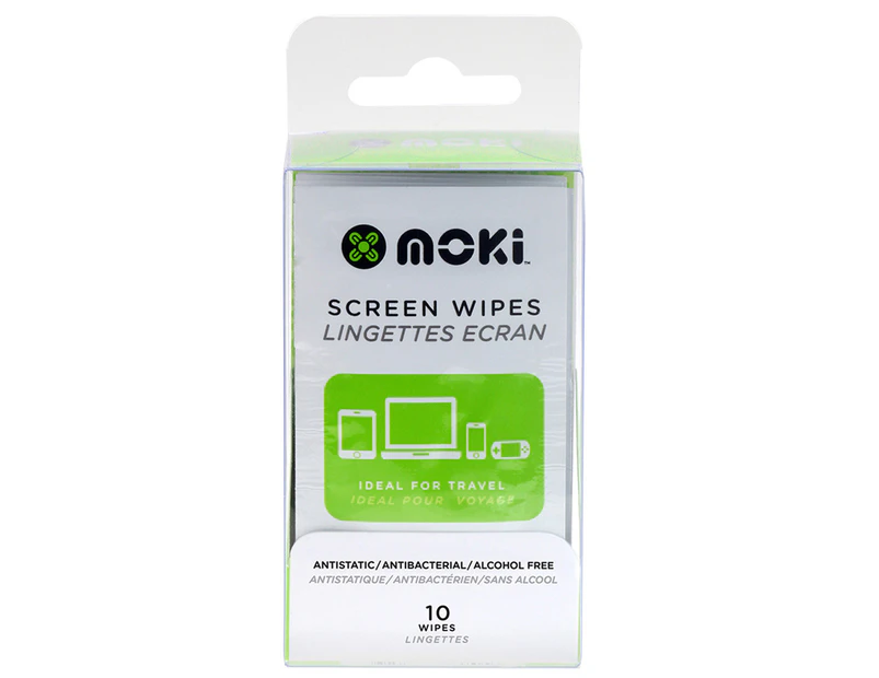 10x Moki Antistatic/Anti-Bacterial/Alcohol Free Laptop/Computer Screen Wipes